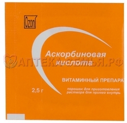 Аскорбиновая к-та пор пак 2,5г внутрь (БАД)