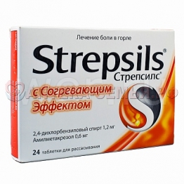 Стрепсилс таб д/рассас №24 с согрев эфф